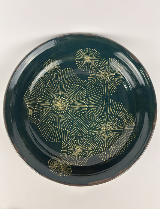 Abstract Floral Sgraffito Dish