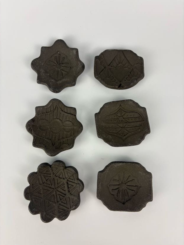Black Clay Stamped Trinket Dishes