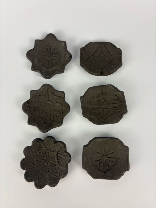 Black Clay Stamped Trinket Dishes