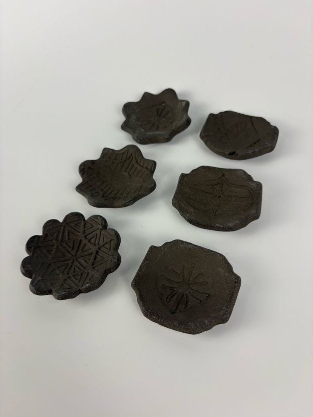 Black Clay Stamped Trinket Dishes