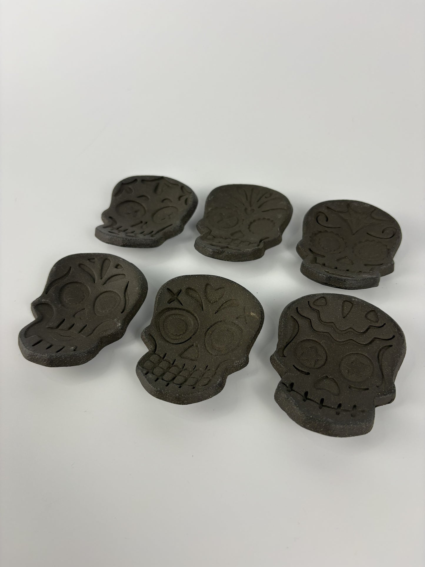 Black Clay Skull Trinket Dishes
