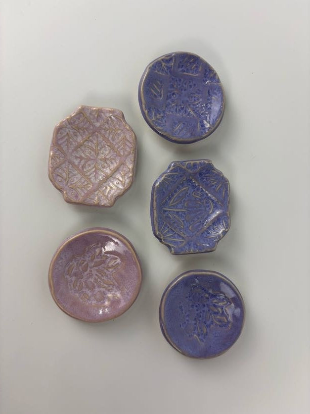 Pink & Purple Stamped Trinket Dishes
