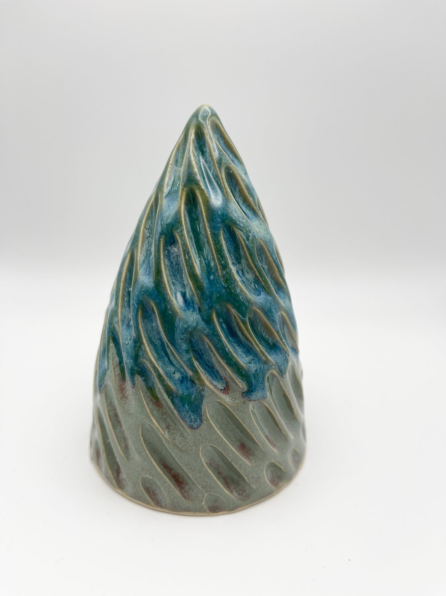 Sage & Aqua Small Carved Tree