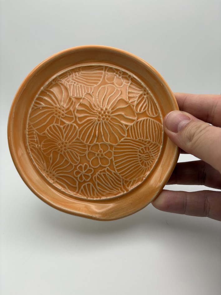 Orange Dreamsicle Flowers Spoonrest