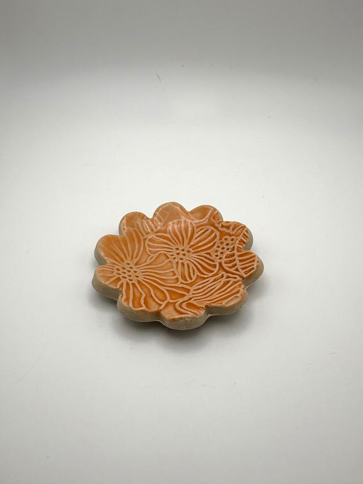 Tiny Orange Dreamsicle Flower Trinket Dish