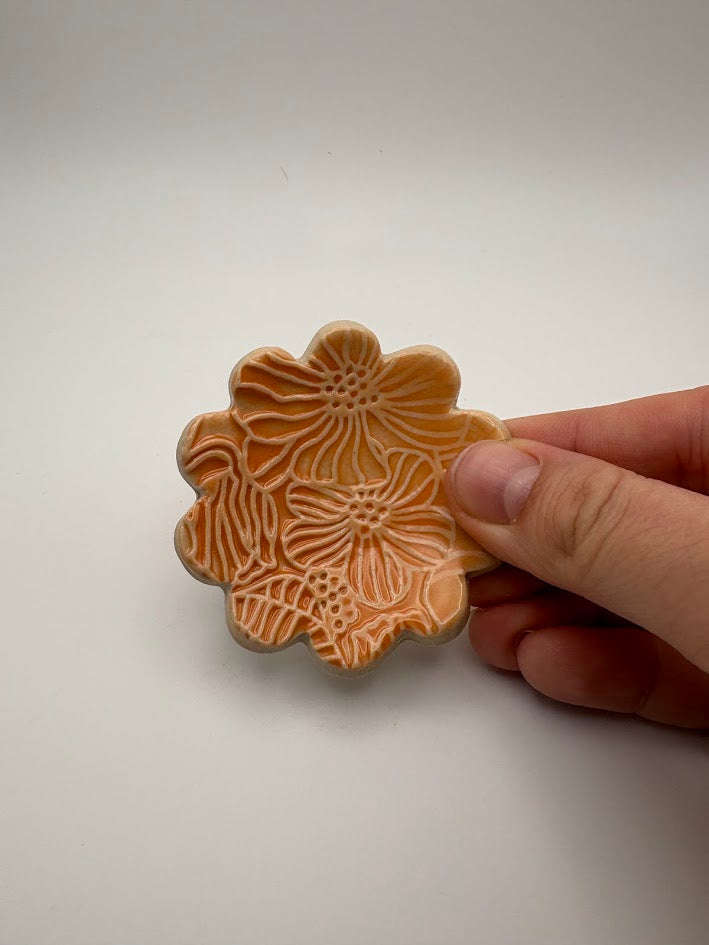 Tiny Orange Dreamsicle Flower Trinket Dish