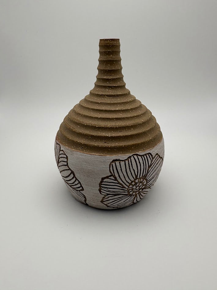 Scrafitto Flower Bud Vase