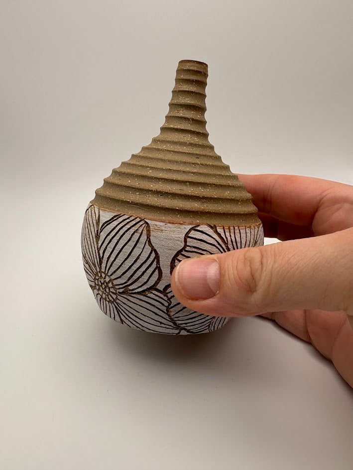 Scrafitto Flower Bud Vase